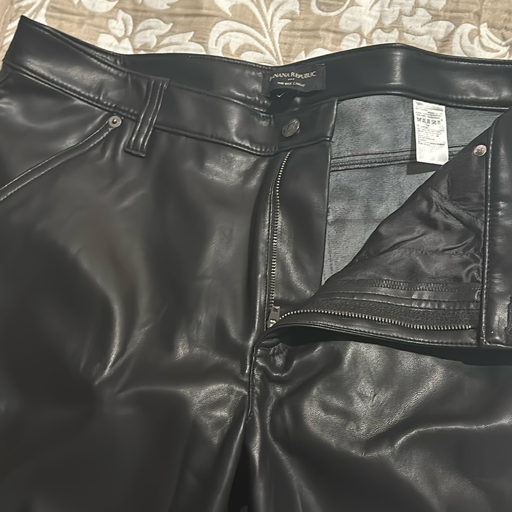 Beautiful black casual pants, leather fabric, brand new from Banana Republic